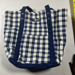 Longaberger Navy and Cream Checkered Tote